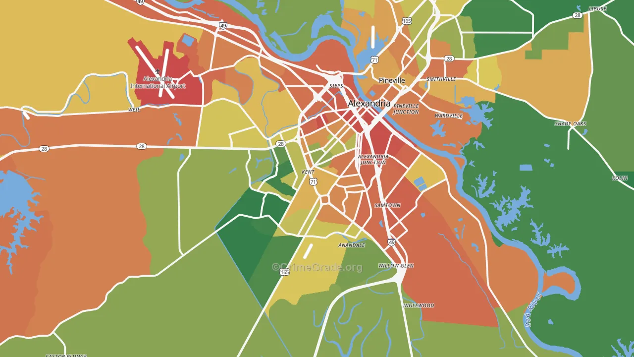 Alexandria, LA Map of Vandalism Rates