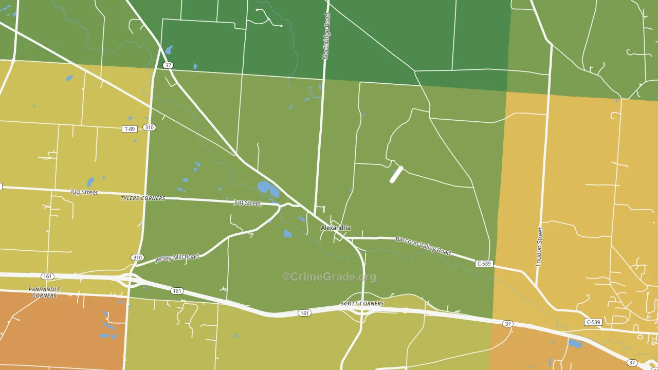 Alexandria, OH Map of Vandalism Rates