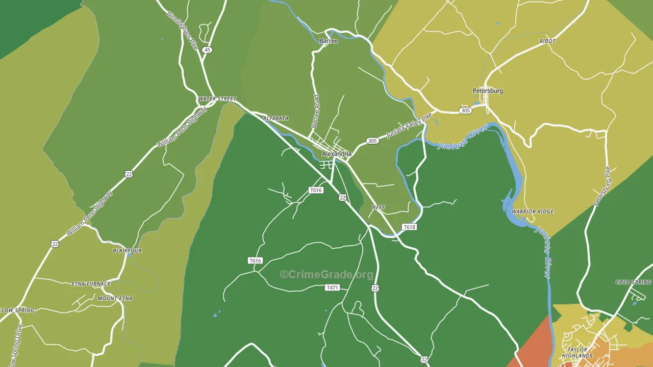 Alexandria, PA Map of Vandalism Rates