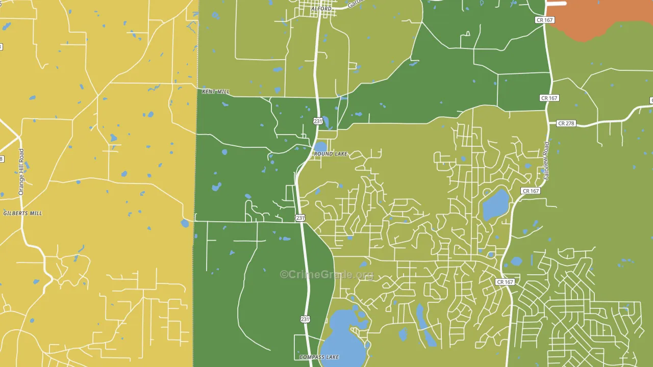 Alford, FL Map of Vandalism Rates