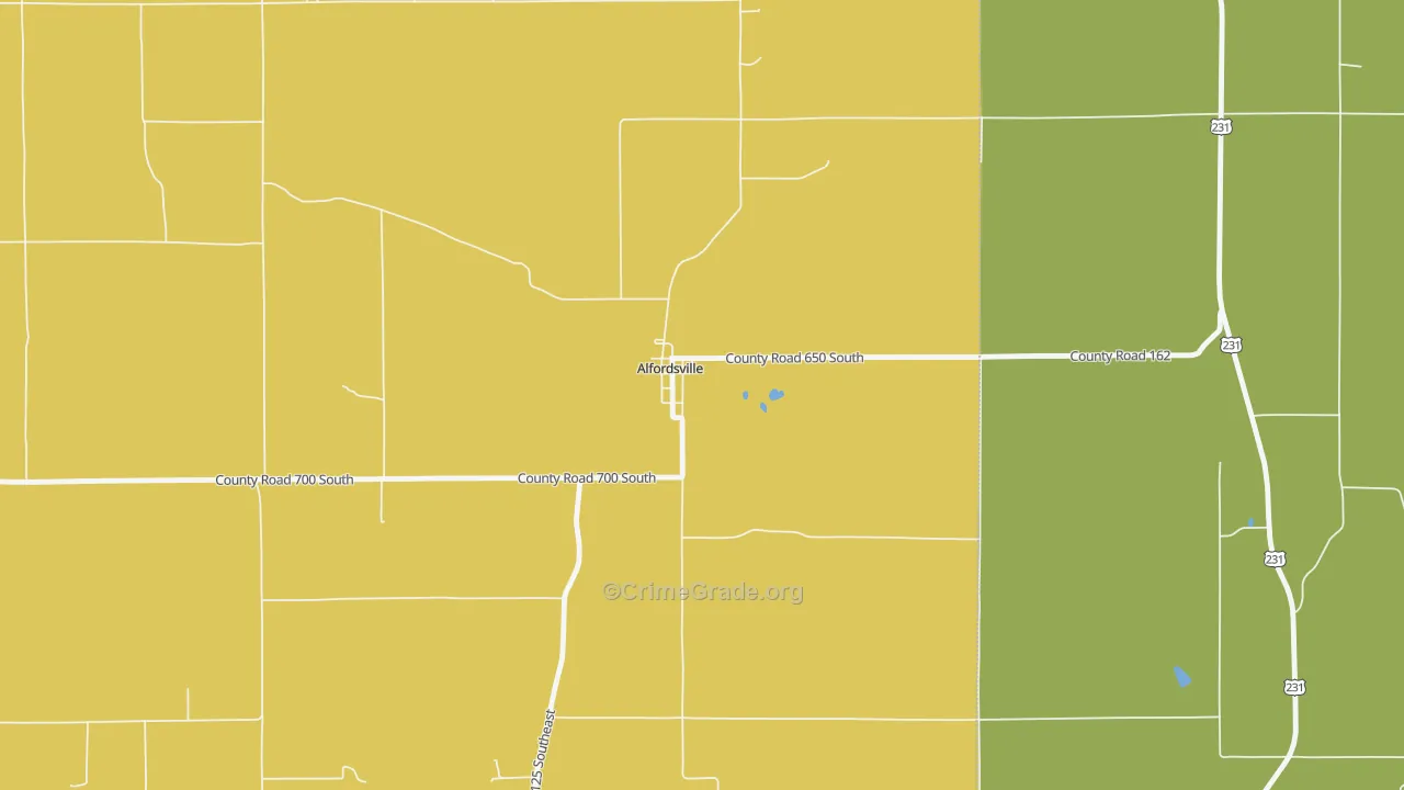 Alfordsville, IN Map of Vandalism Rates