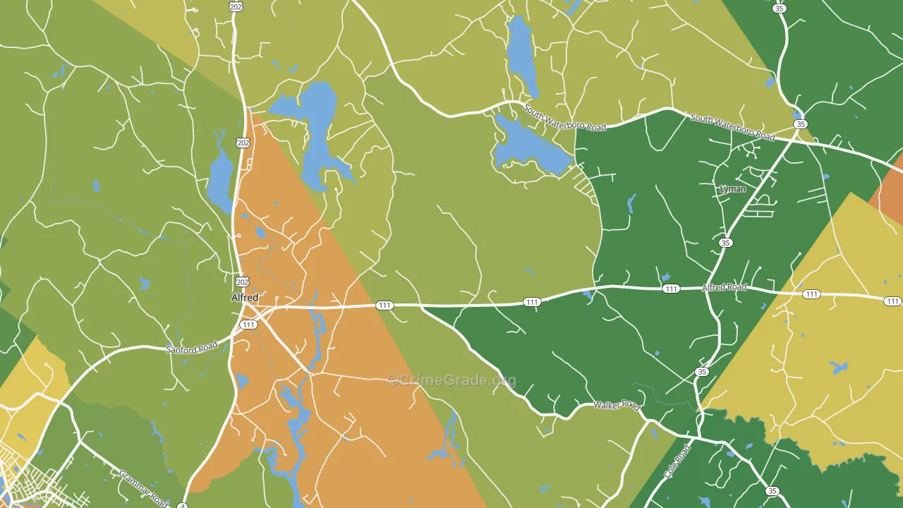 Alfred, ME Map of Vandalism Rates