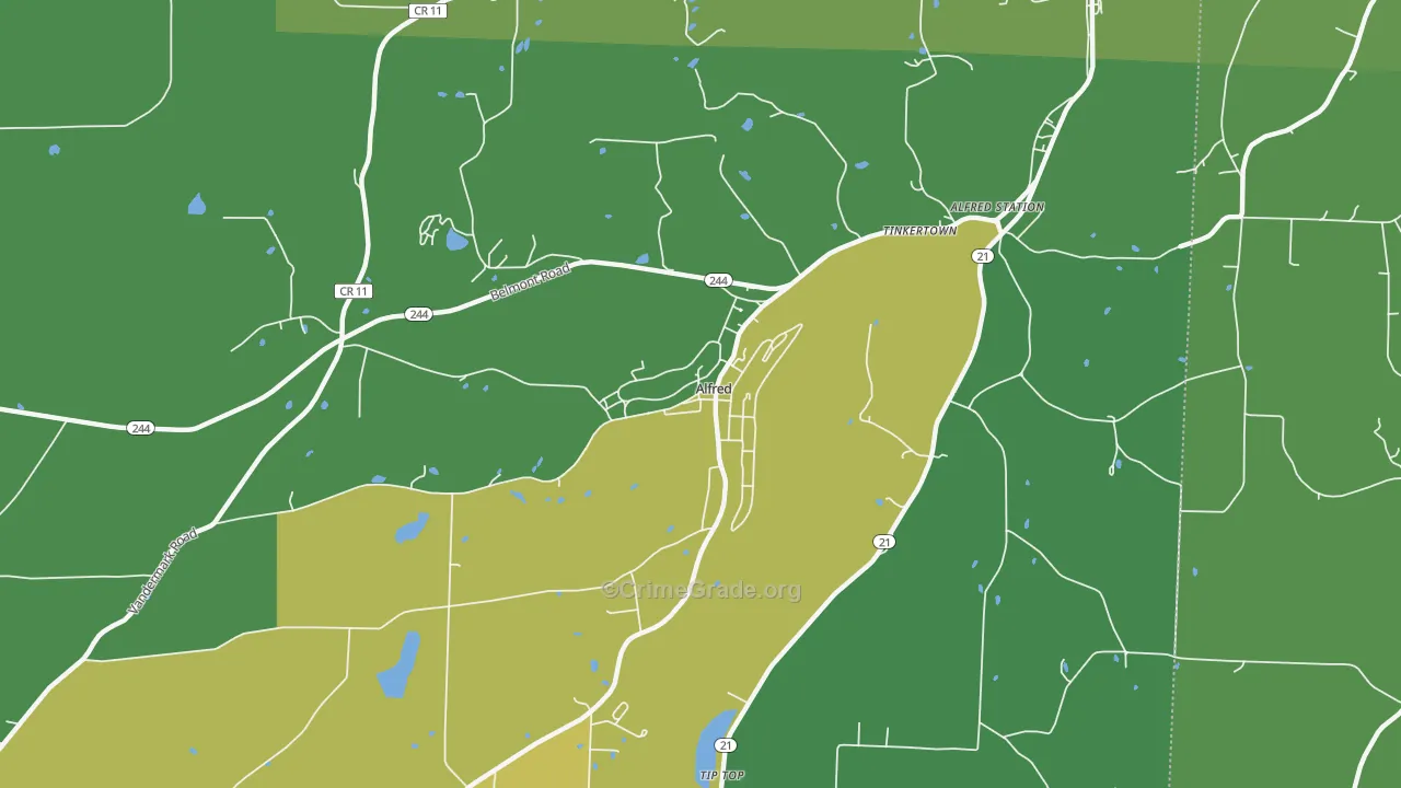 Alfred, NY Map of Vandalism Rates