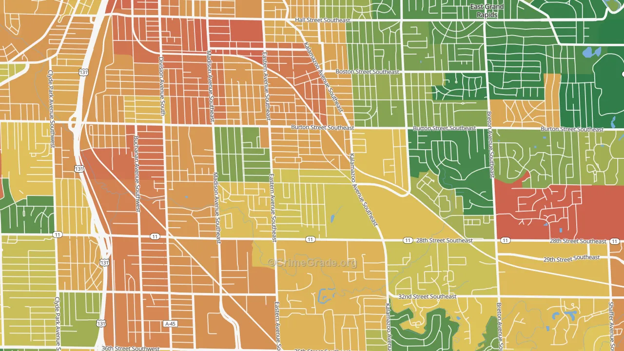 Alger Heights, Grand Rapids, MI Map of Vandalism Rates