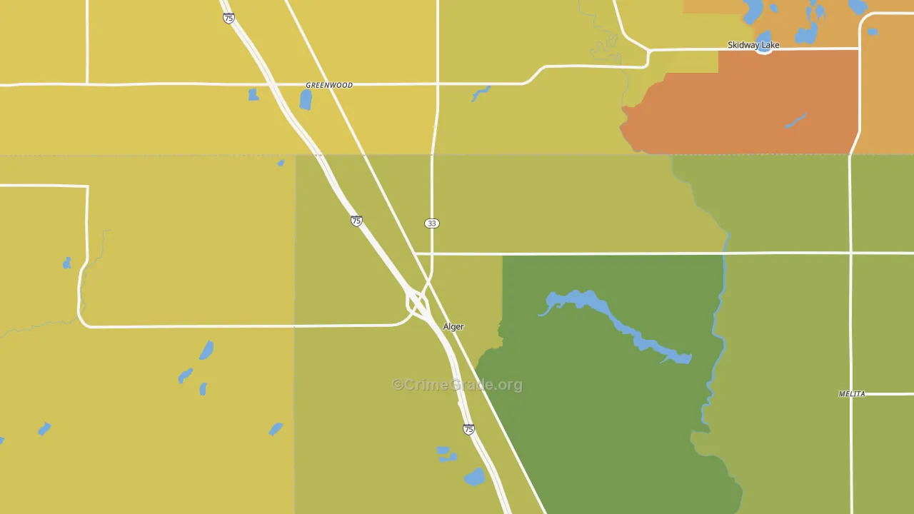 Alger, MI Map of Vandalism Rates