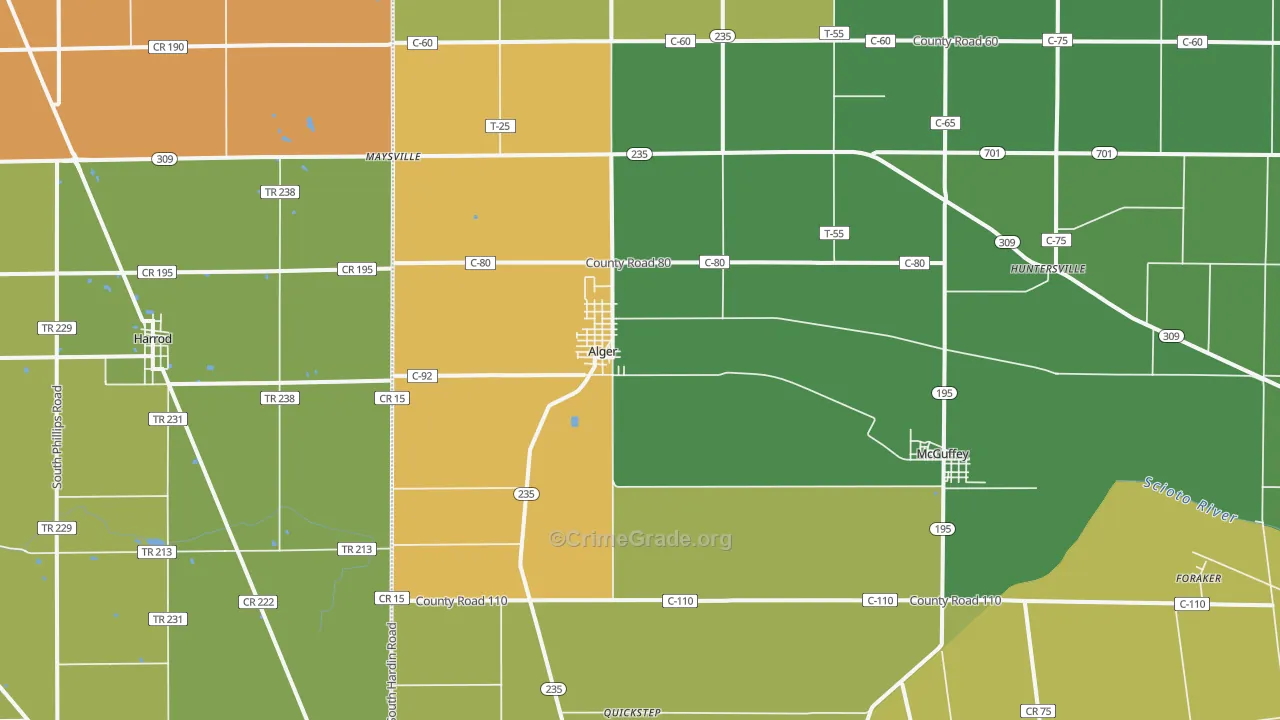Alger, OH Map of Vandalism Rates
