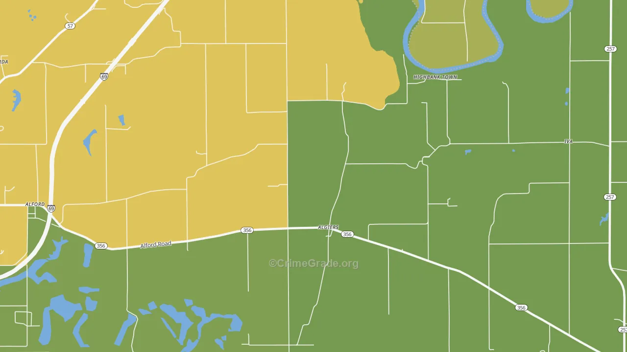 Algiers, IN Map of Vandalism Rates