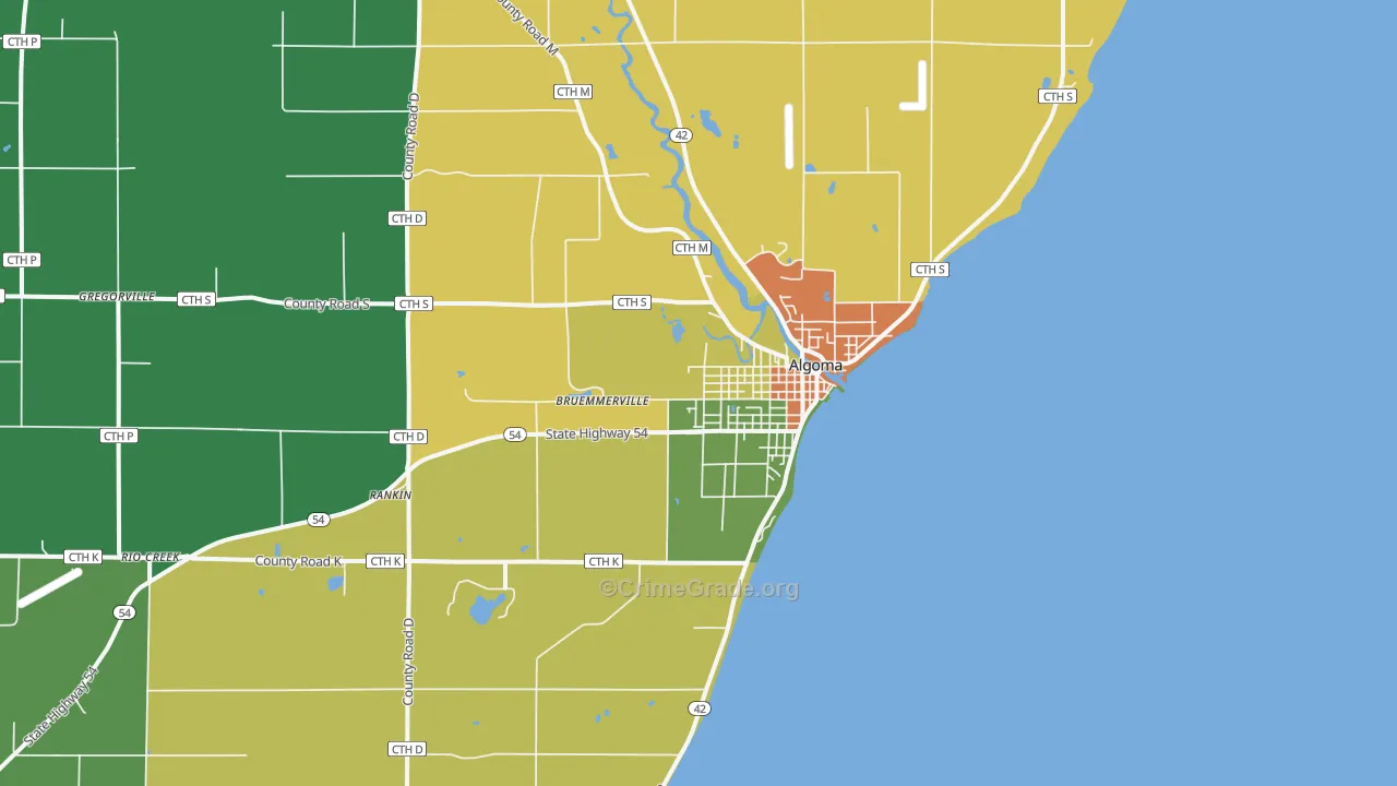 Algoma, WI Map of Vandalism Rates