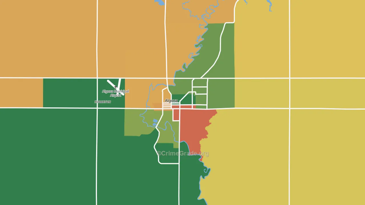 Algona, IA Map of Vandalism Rates
