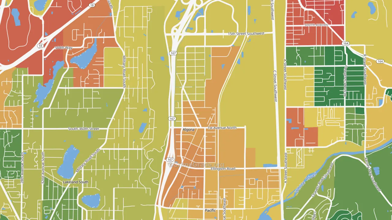 Algona, WA Map of Vandalism Rates