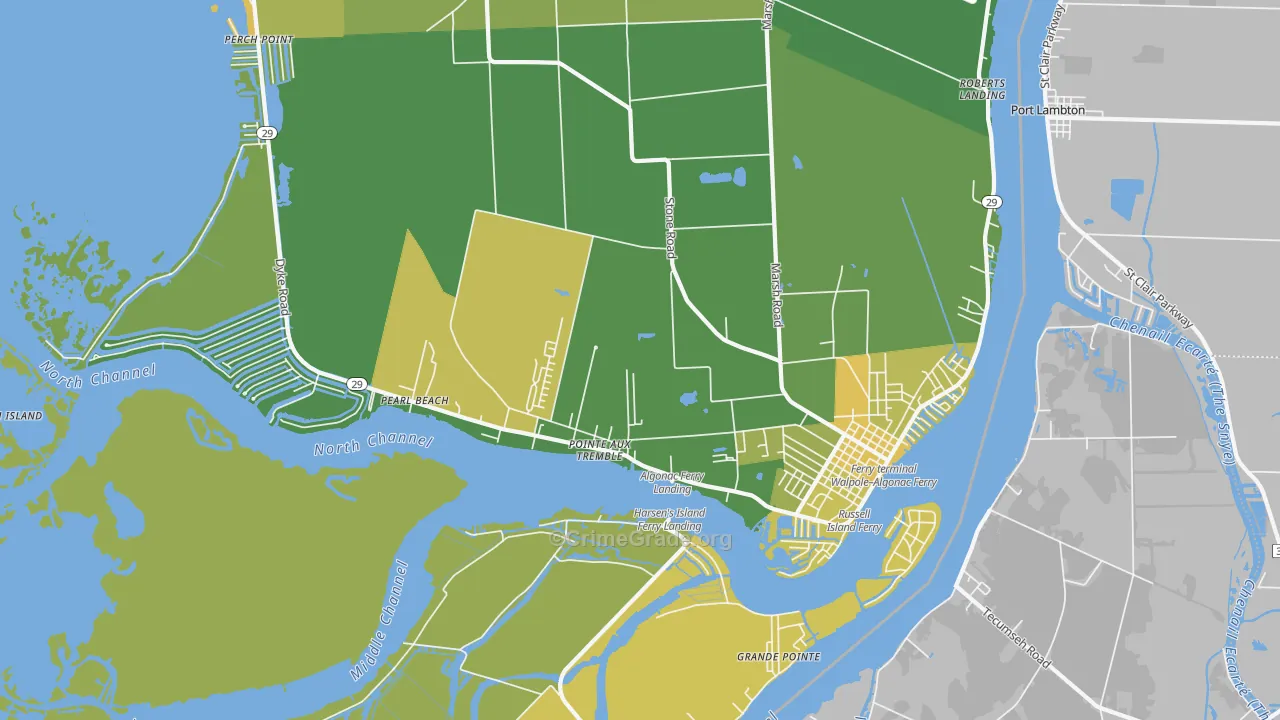 Algonac, MI Map of Vandalism Rates
