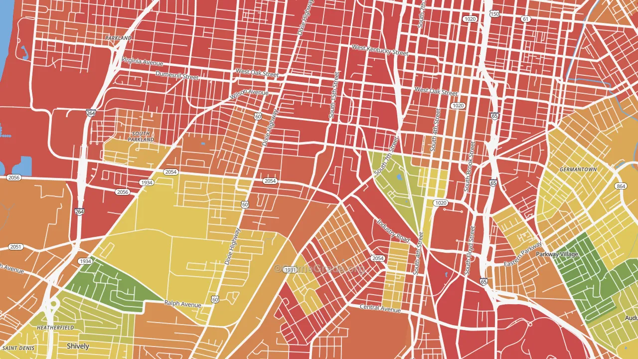 Algonquin, Louisville, KY Map of Vandalism Rates