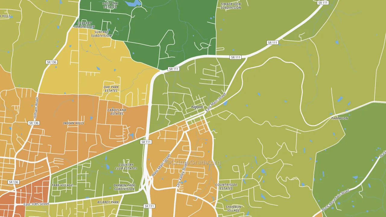 Algood, TN Map of Vandalism Rates