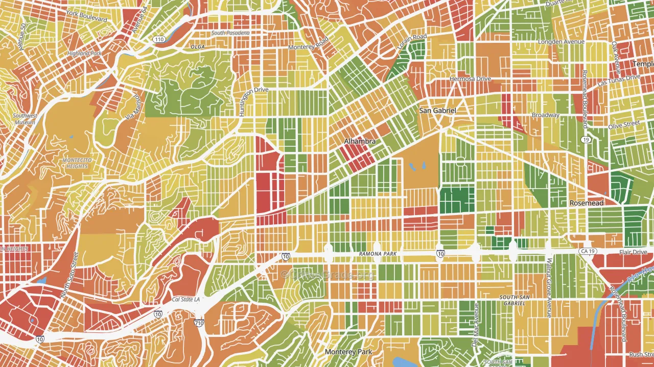 Alhambra, CA Map of Vandalism Rates