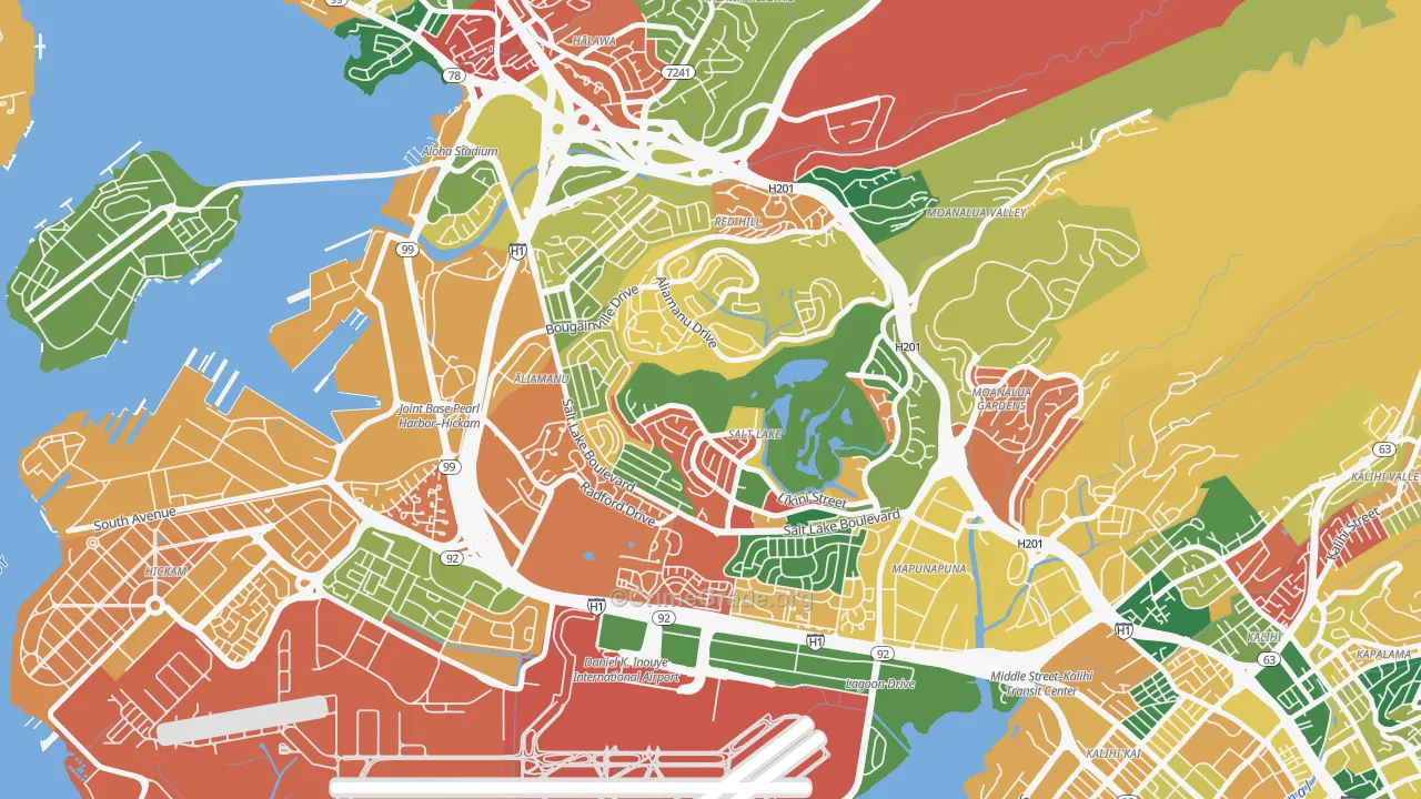 Aliamanu, Honolulu, HI Map of Vandalism Rates
