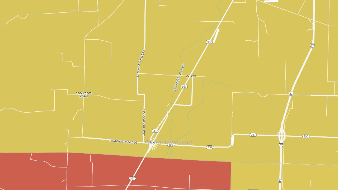 Alicia, AR Map of Vandalism Rates