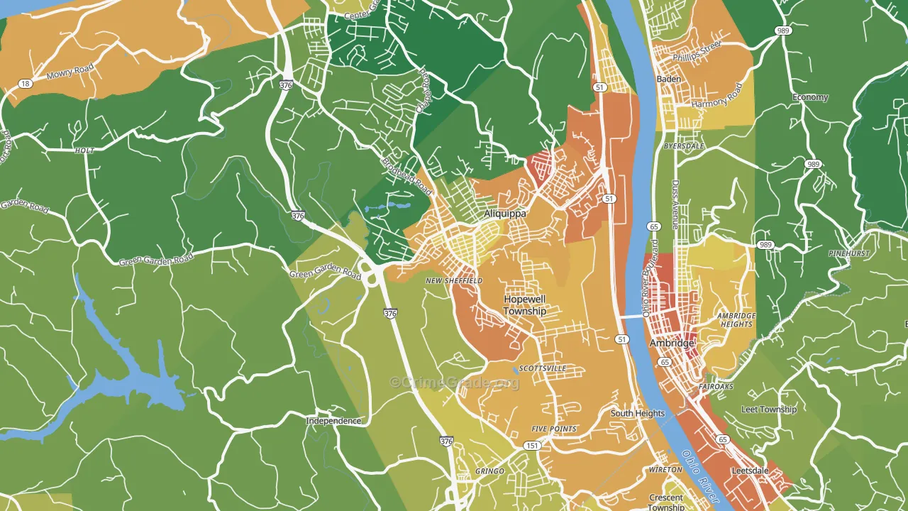 Aliquippa, PA Map of Vandalism Rates