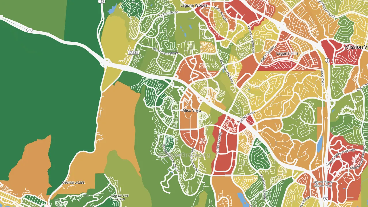 Aliso Viejo, CA Map of Vandalism Rates