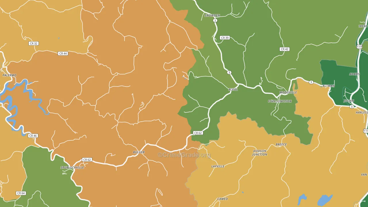 Alkol, WV Map of Vandalism Rates
