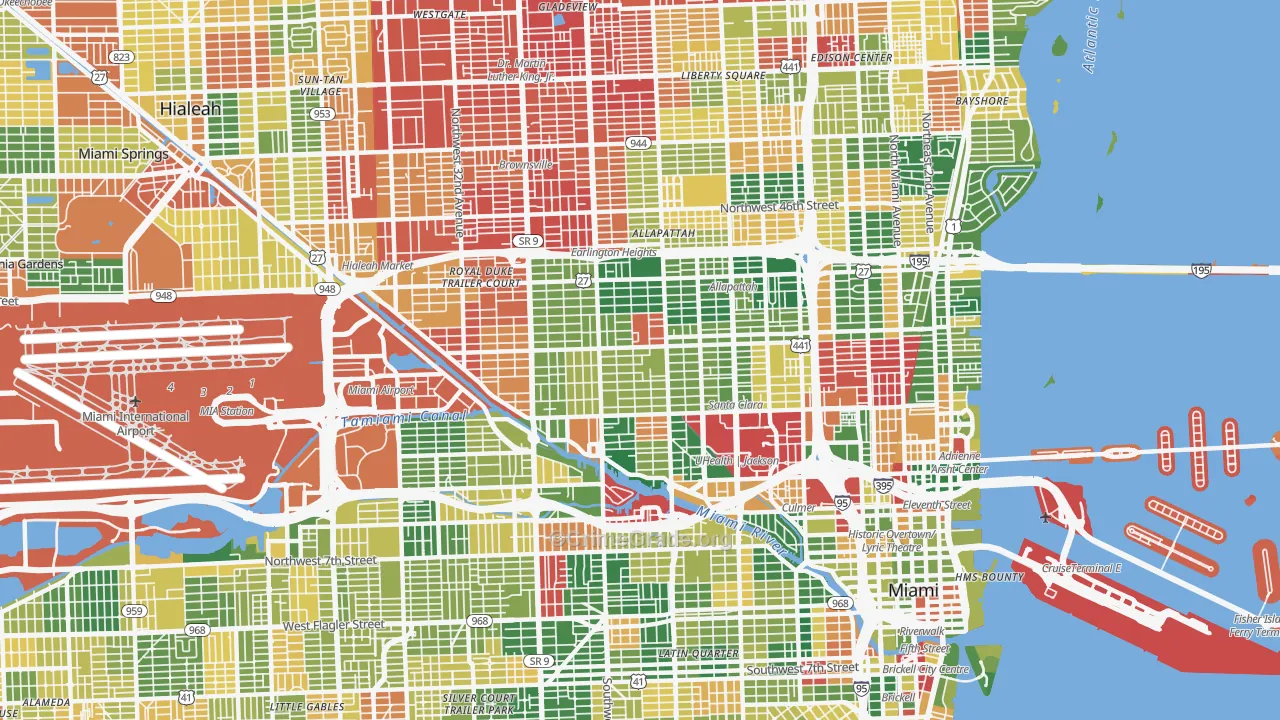 Allapattah, Miami, FL Map of Vandalism Rates