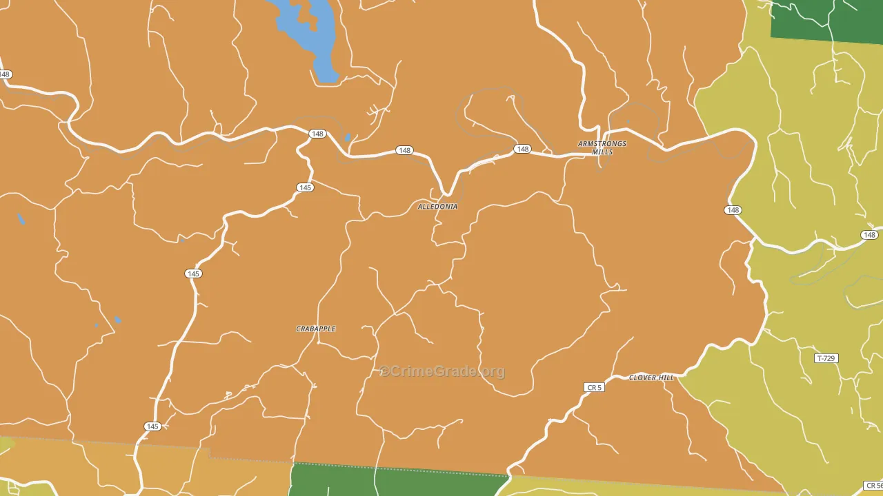 Alledonia, OH Map of Vandalism Rates
