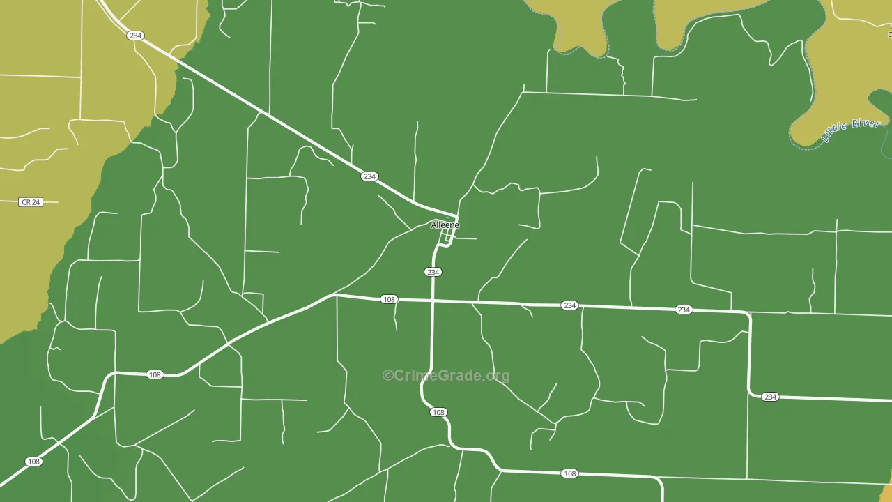 Alleene, AR Map of Vandalism Rates
