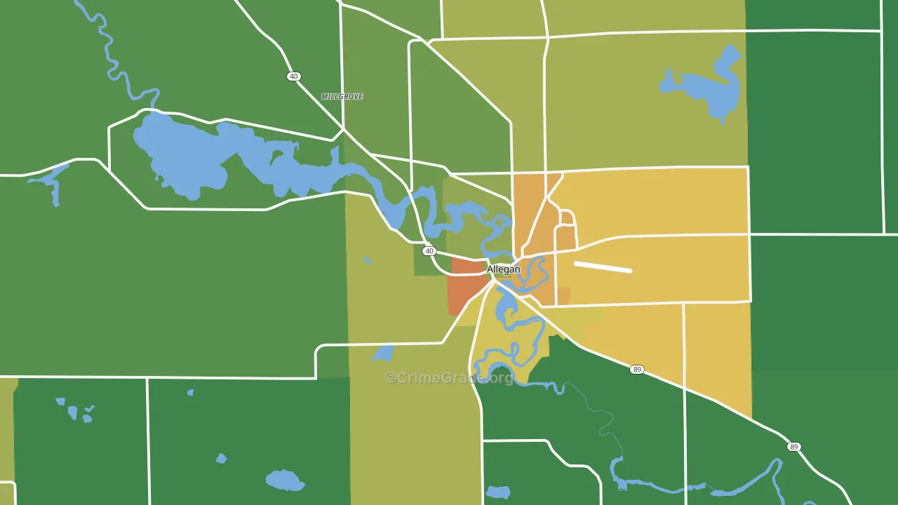 Allegan, MI Map of Vandalism Rates