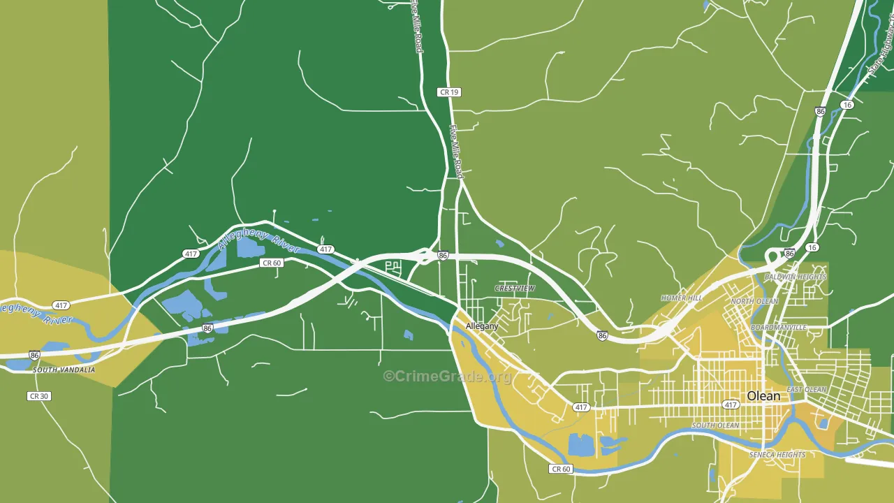 Allegany, NY Map of Vandalism Rates