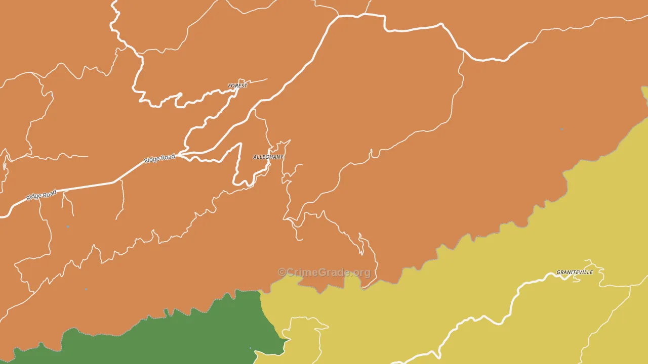 Alleghany, CA Map of Vandalism Rates