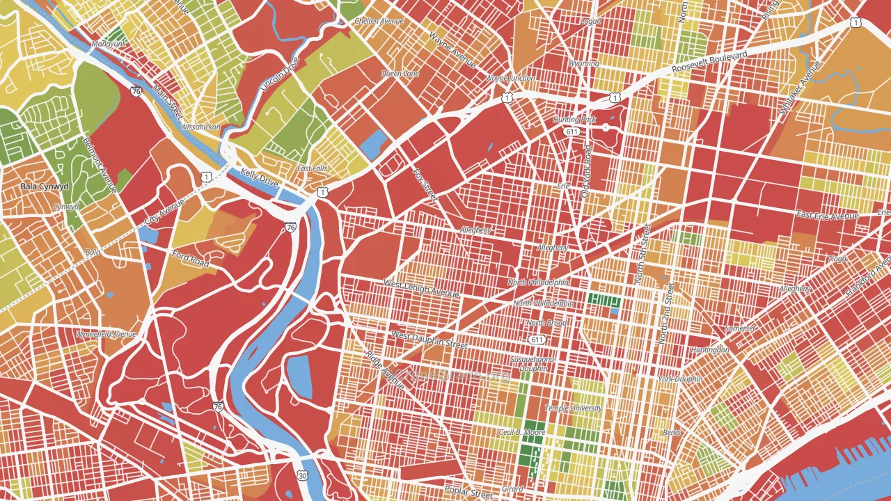 Alleghany West, Philadelphia, PA Map of Vandalism Rates