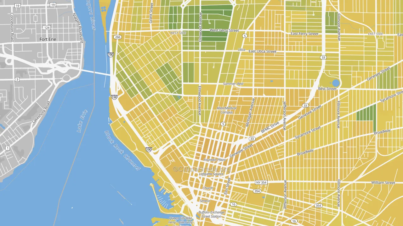 Allen, Buffalo, NY Map of Vandalism Rates