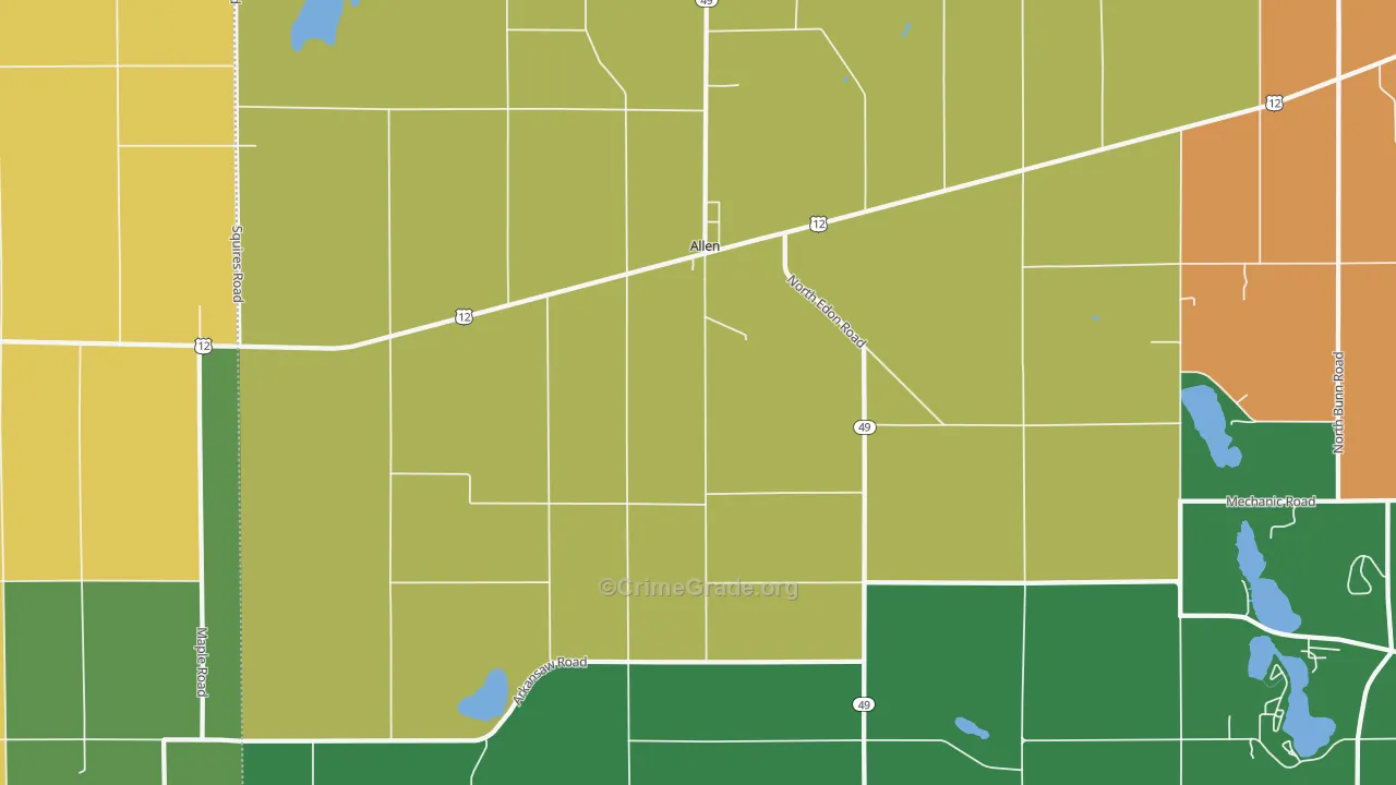 Allen, MI Map of Vandalism Rates