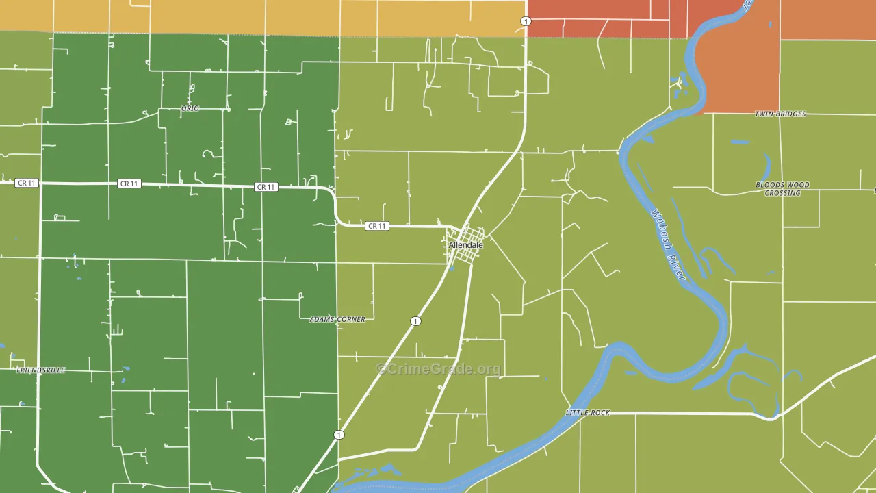 Allendale, IL Map of Vandalism Rates