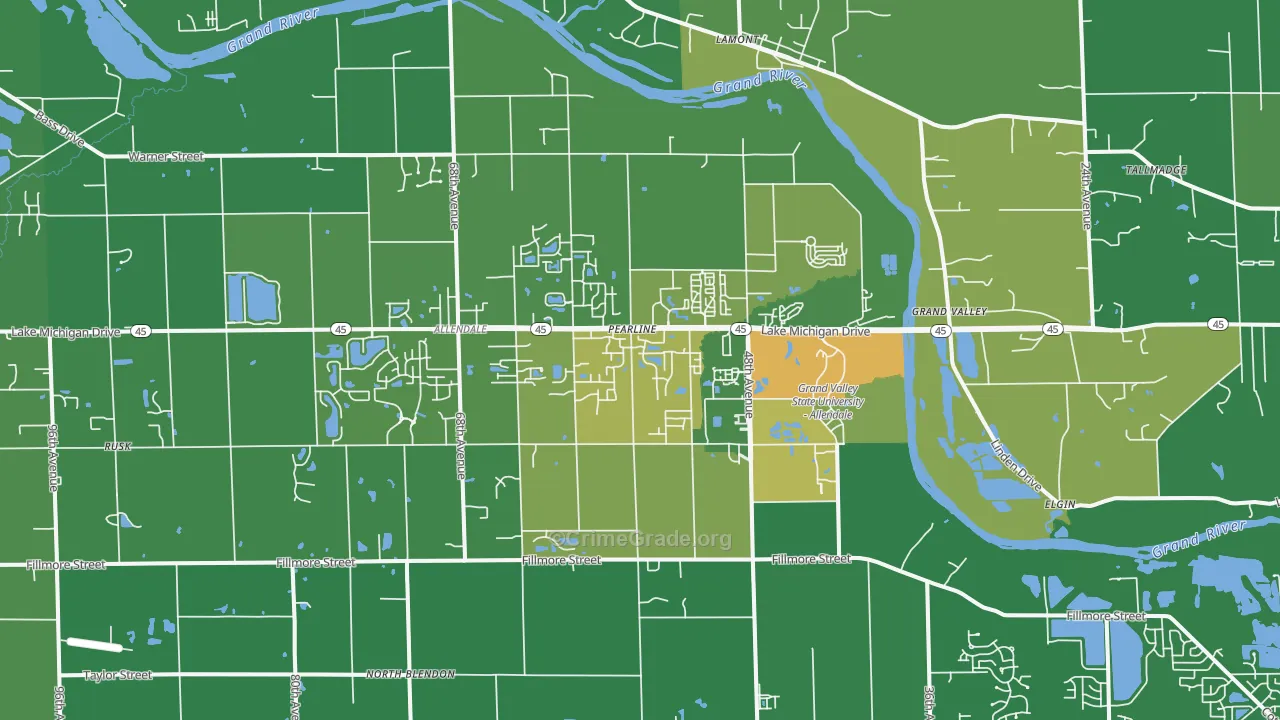 Allendale, MI Map of Vandalism Rates