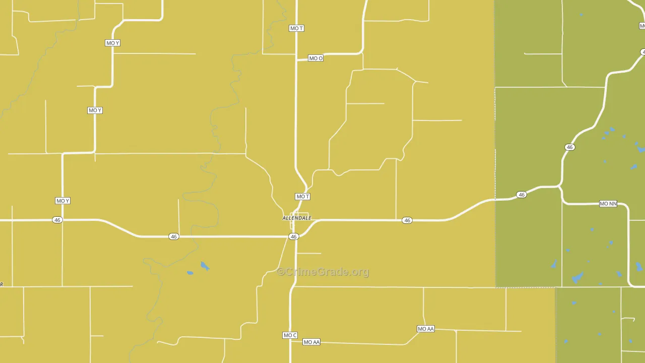 Allendale, MO Map of Vandalism Rates