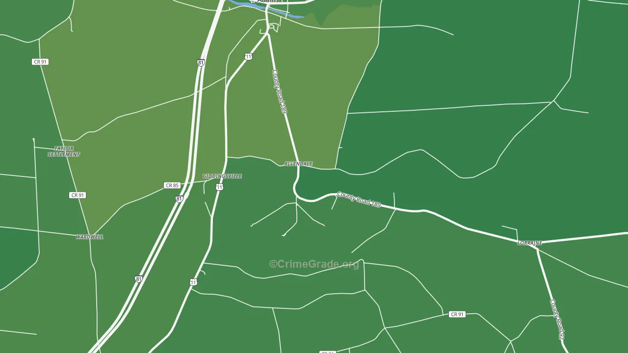Allendale, NY Map of Vandalism Rates