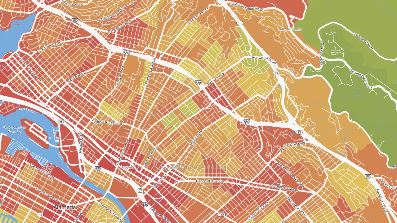 Allendale, Oakland, CA Map of Vandalism Rates