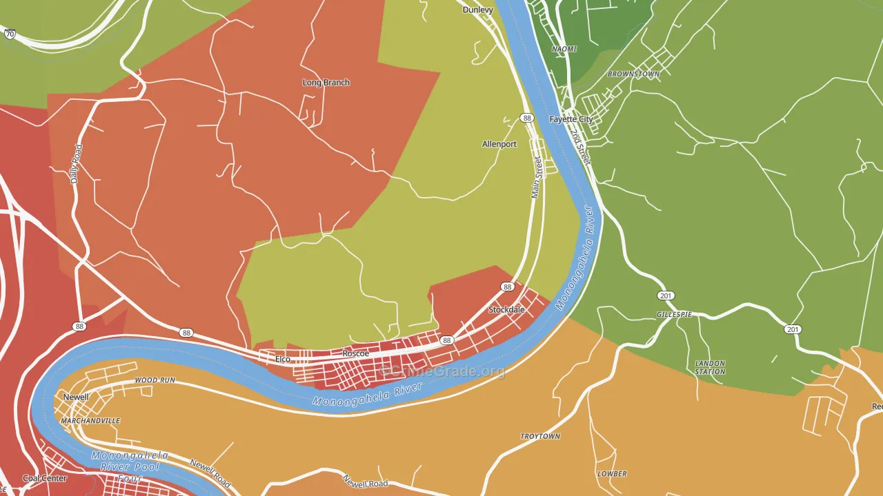 Allenport, PA Map of Vandalism Rates