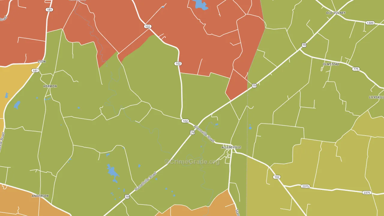 Allensville, KY Map of Vandalism Rates