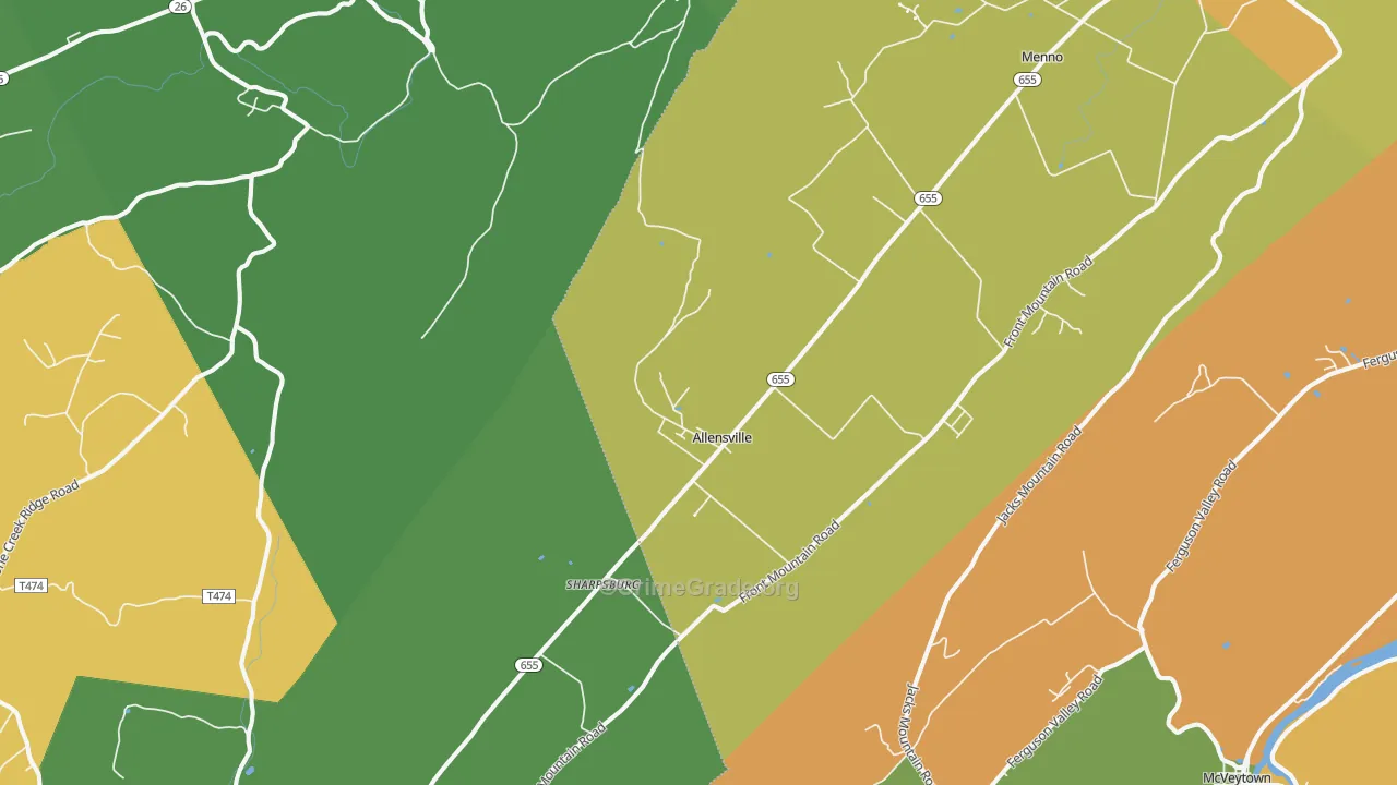 Allensville, PA Map of Vandalism Rates