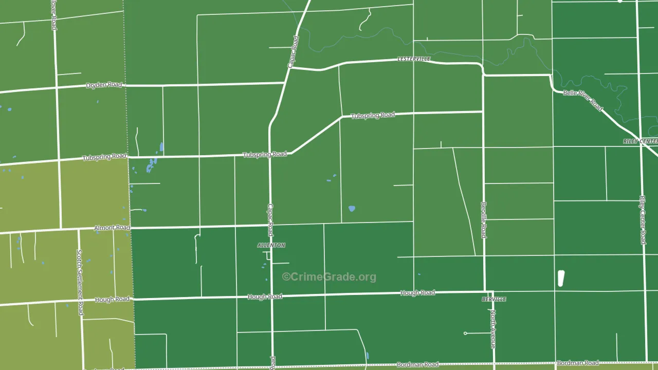 Allenton, MI Map of Vandalism Rates