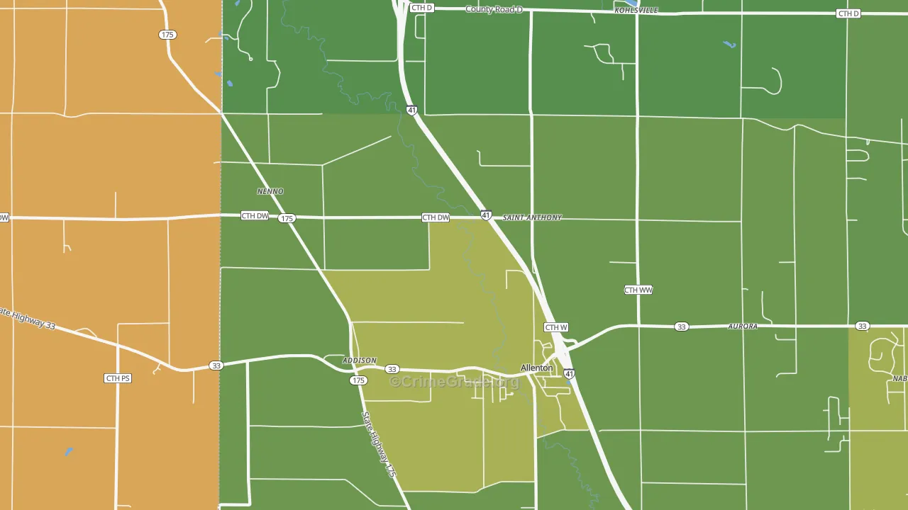 Allenton, WI Map of Vandalism Rates