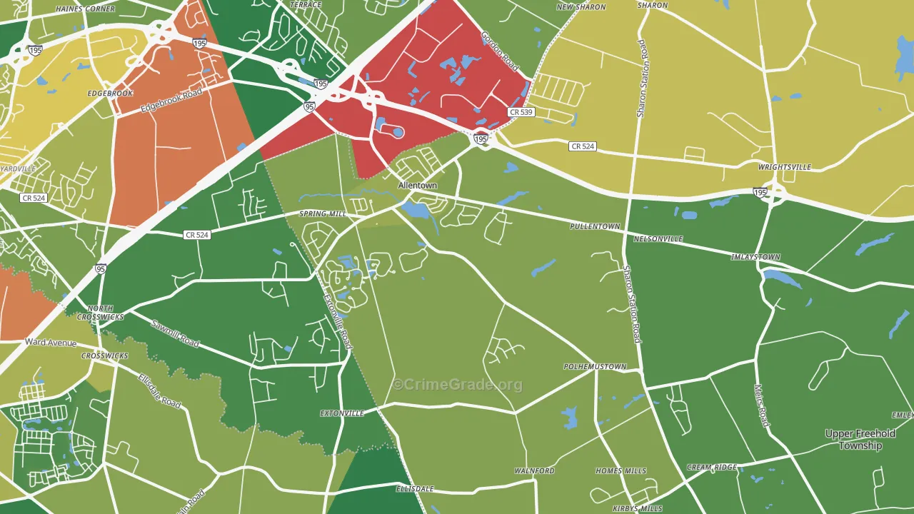 Allentown, NJ Map of Vandalism Rates