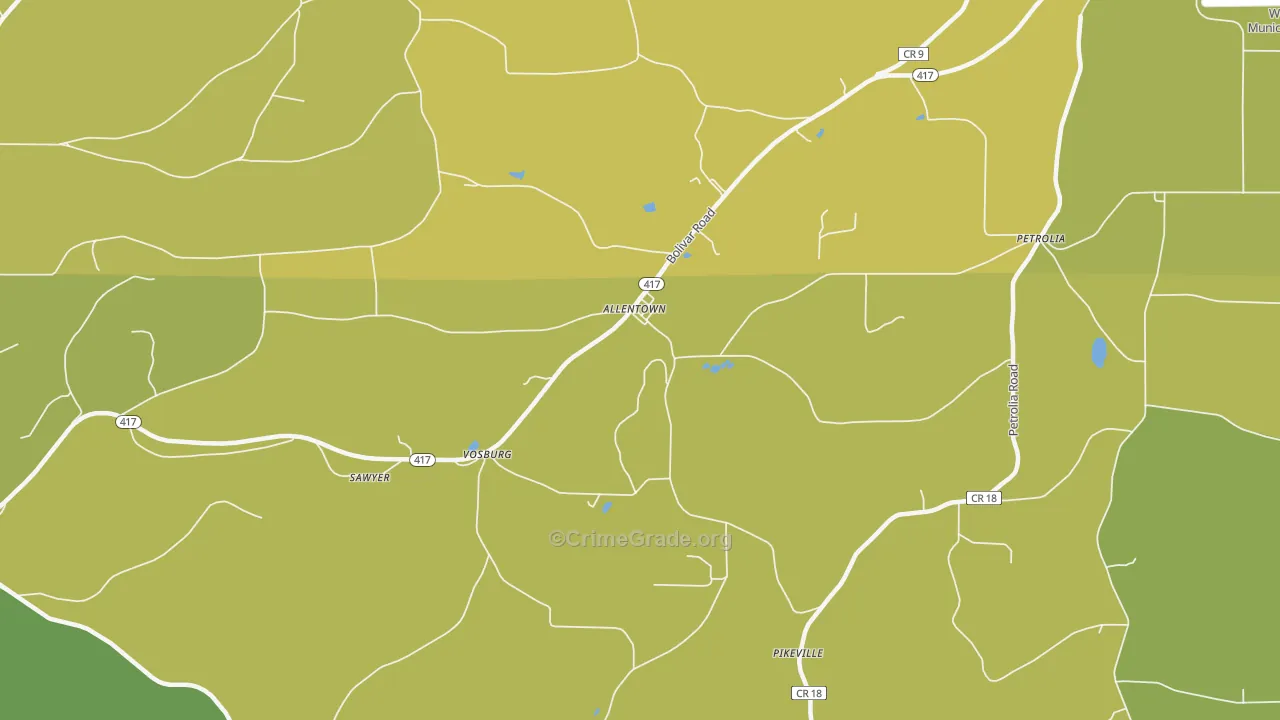 Allentown, NY Map of Vandalism Rates