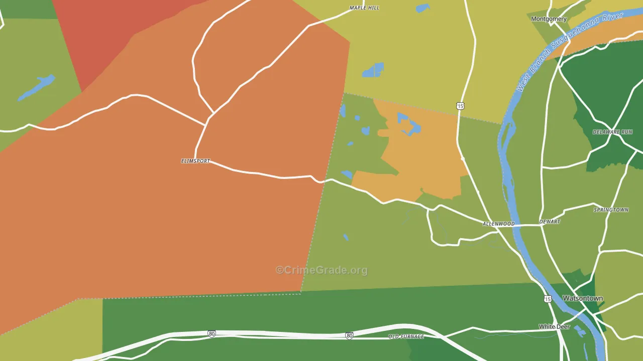 Allenwood, PA Map of Vandalism Rates