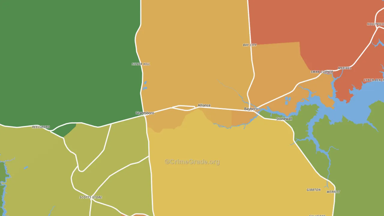 Alliance, NC Map of Vandalism Rates