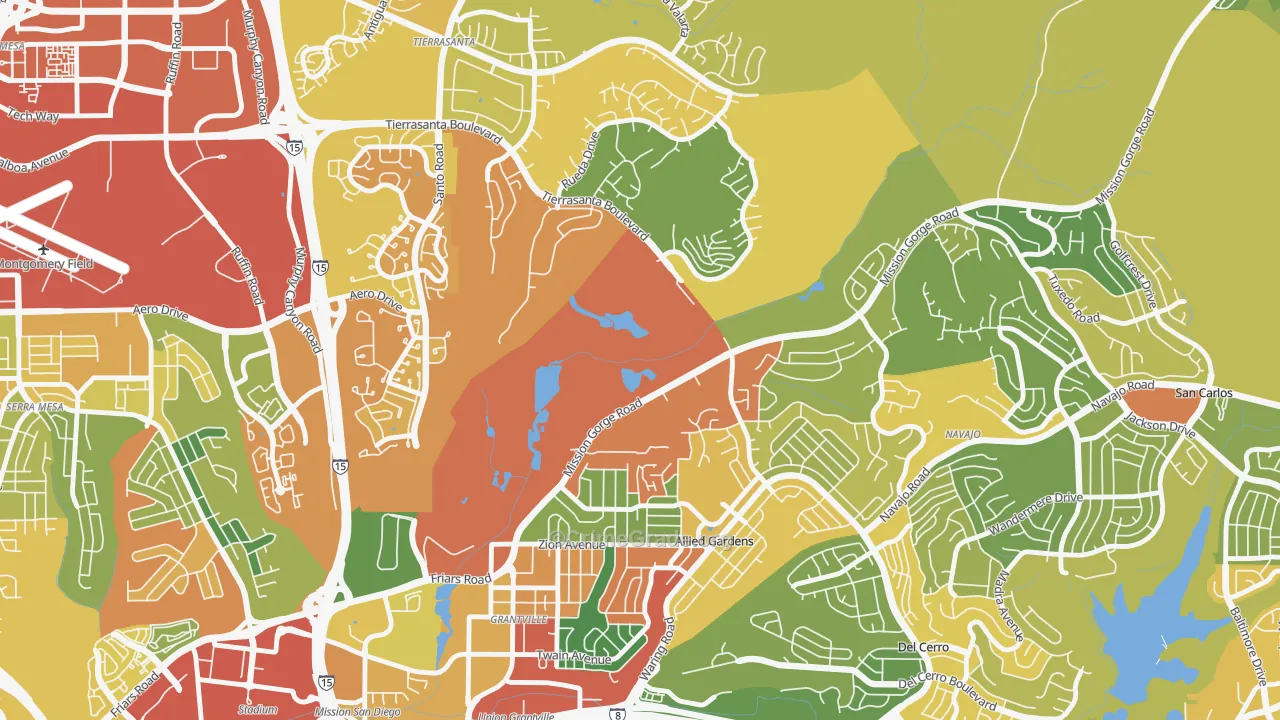 Allied Gardens, San Diego, CA Map of Vandalism Rates