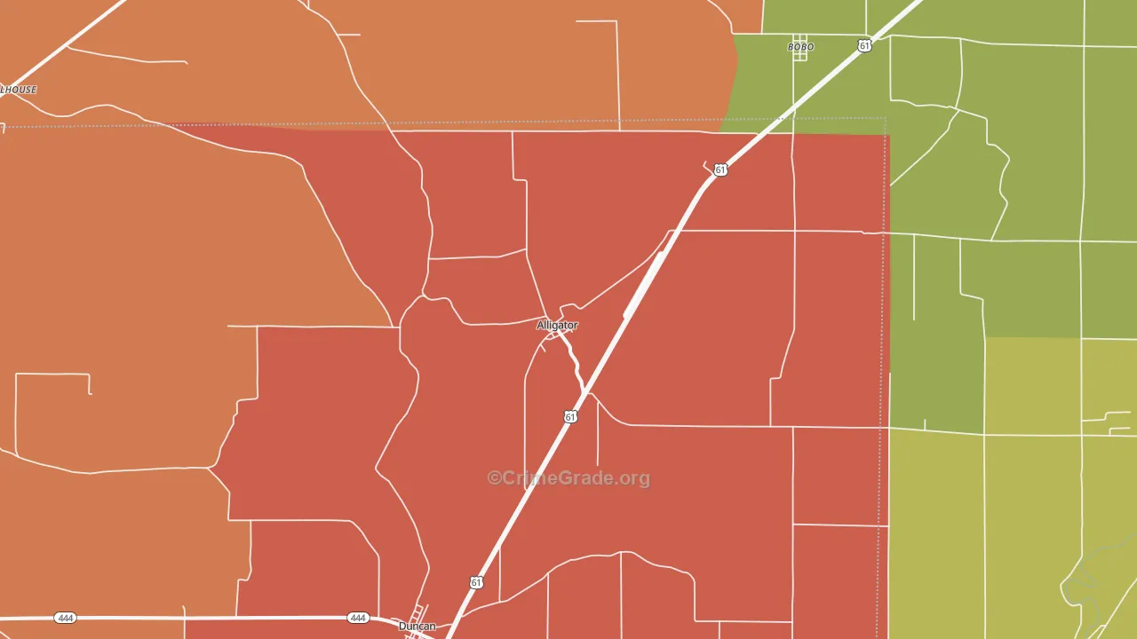 Alligator, MS Map of Vandalism Rates