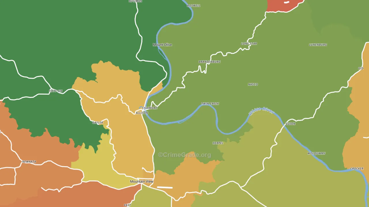Allison, AR Map of Vandalism Rates