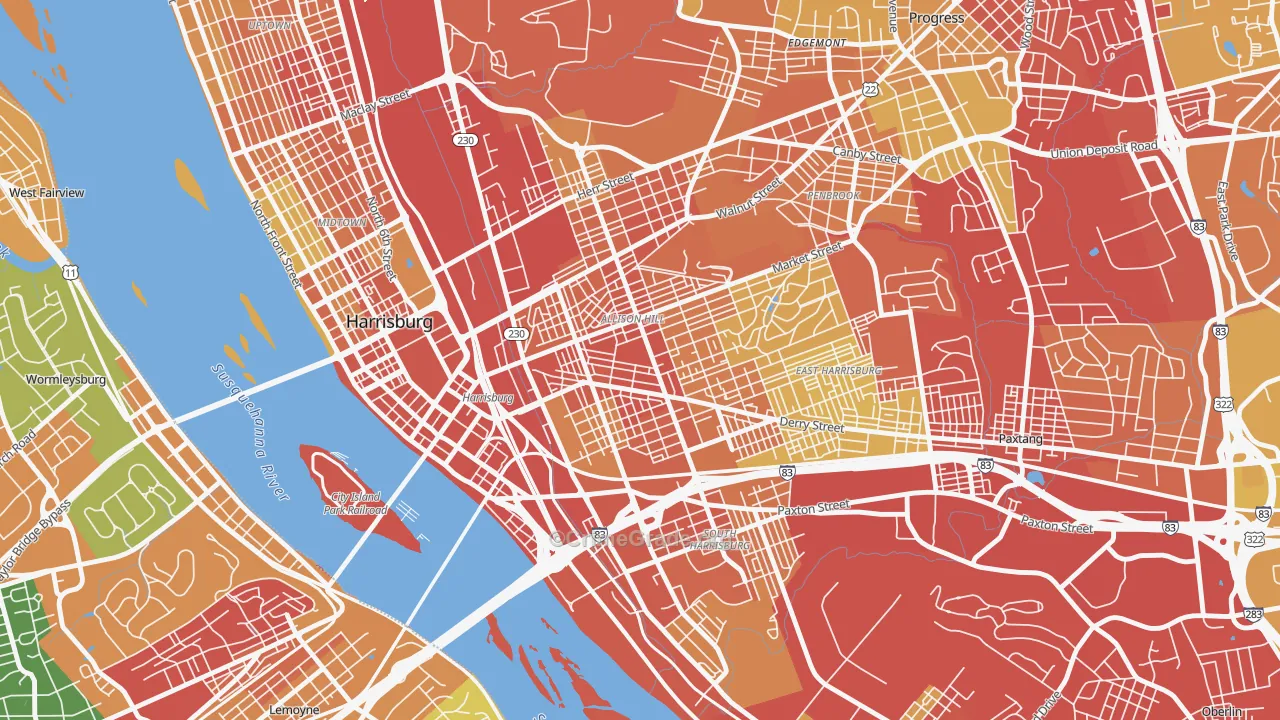 Allison Hill, Harrisburg, PA Map of Vandalism Rates
